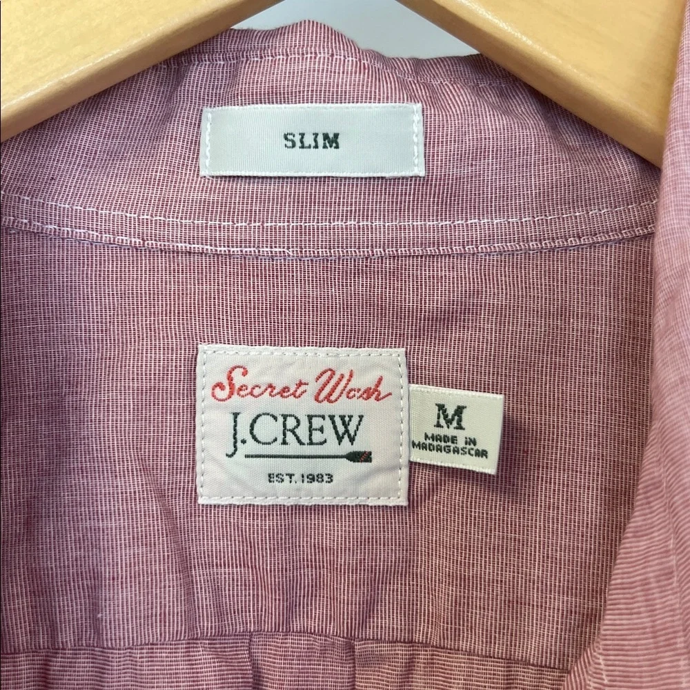 J. Crew Men's Casual Button-Down Slim Fit Shirt Red